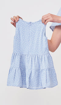 CAMMIE DOTTED KIDS DRESS BLUE