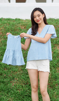 CAMMIE DOTTED KIDS DRESS BLUE