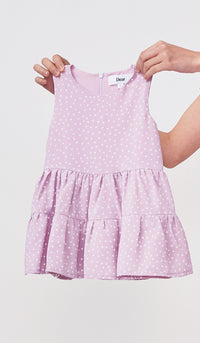 CAMMIE DOTTED KIDS DRESS LILAC