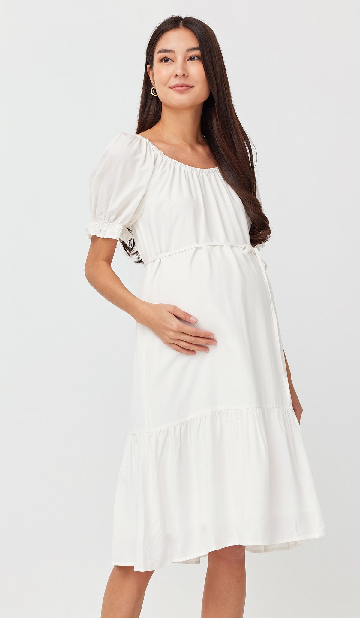 SALE - DAVINA ELASTIC NECKLINE DRESS WHITE