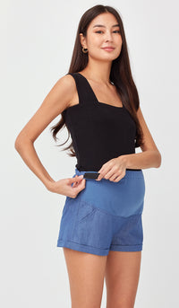 DELLA MATERNITY SHORTS DENIM