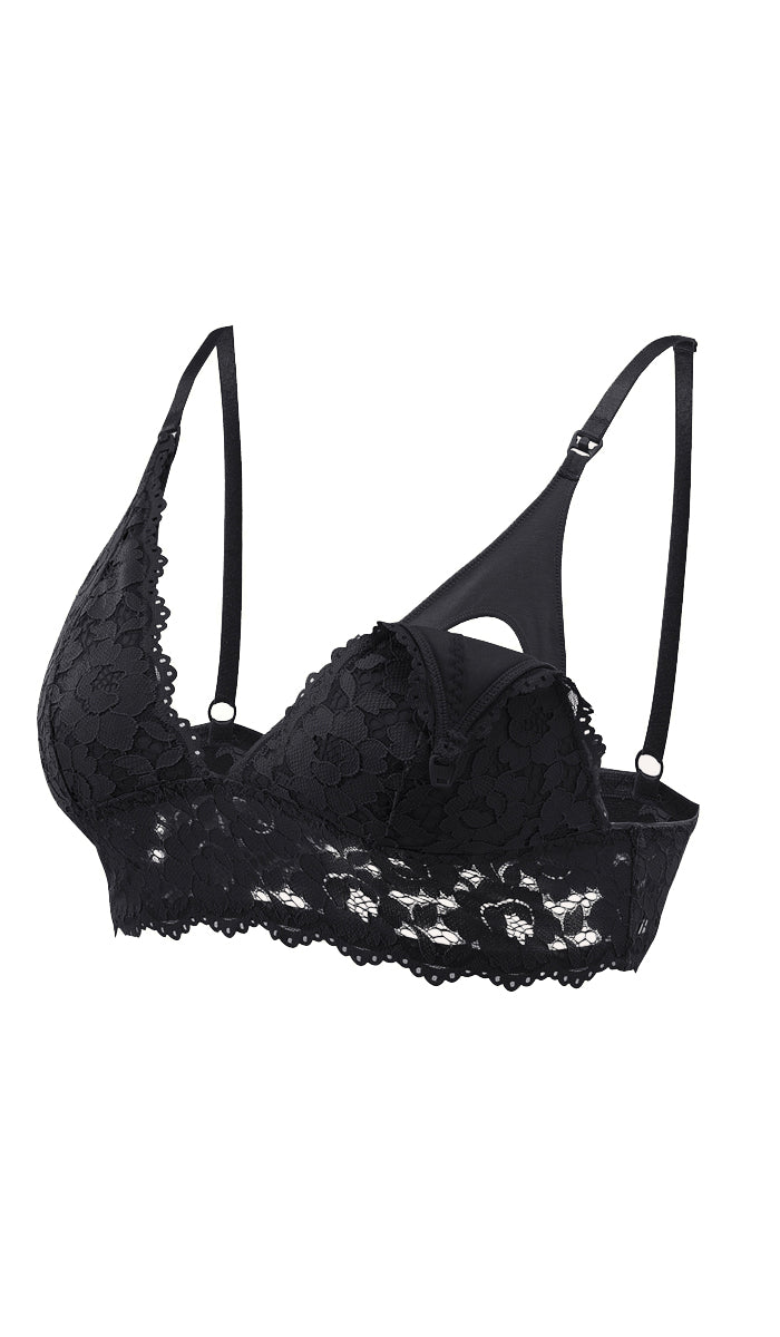 DEMI LACE NURSING BRA BLACK