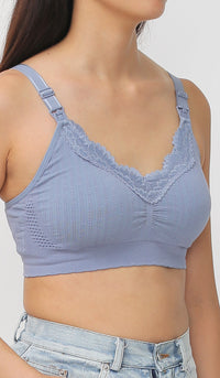 ELAINE LACE NURSING BRA BLUE