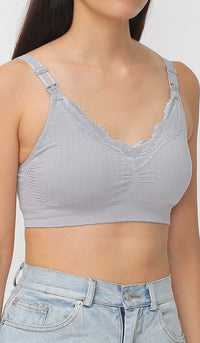 ELAINE LACE NURSING BRA GREY