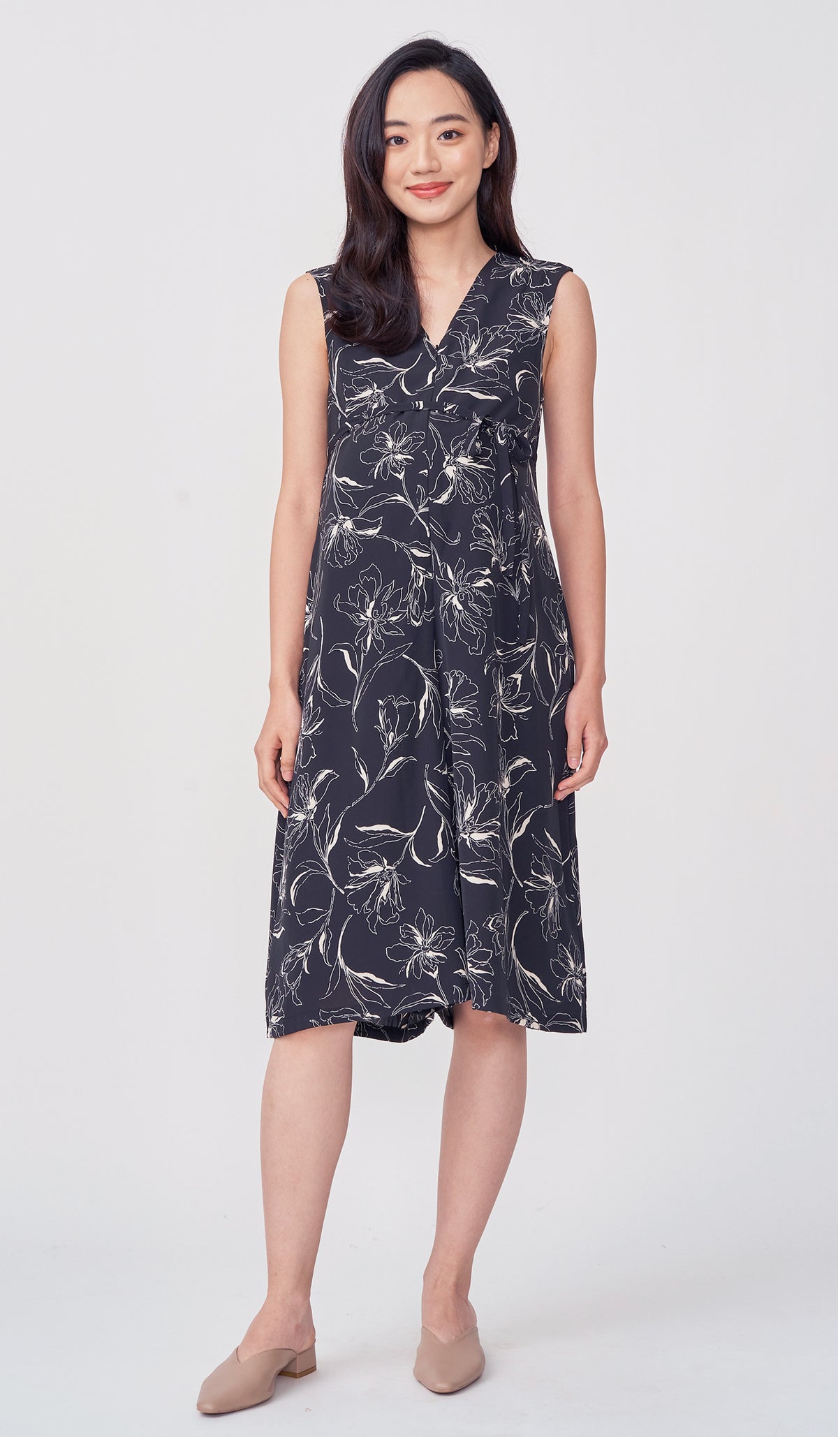ELISE FLORAL NURSING JUMPSUIT BLACK