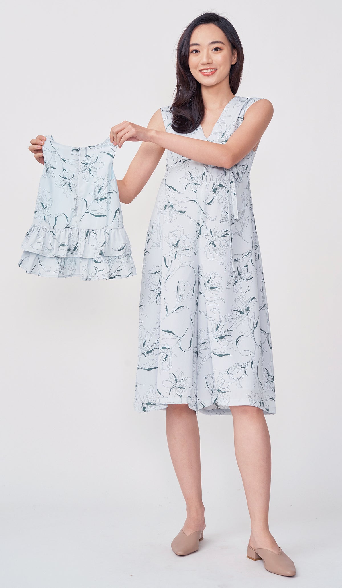 ELISE FLORAL NURSING JUMPSUIT SKY