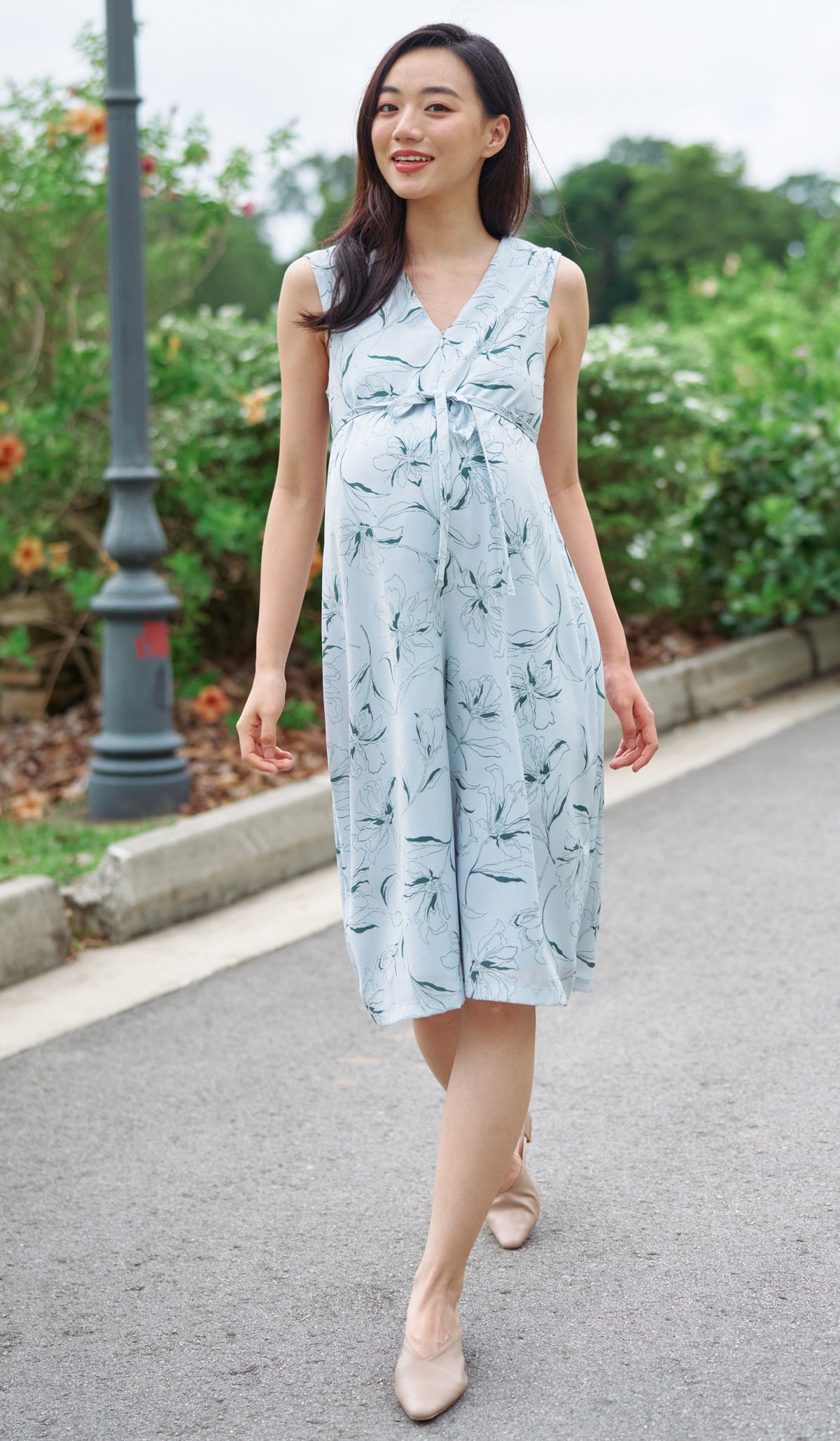 ELISE FLORAL NURSING JUMPSUIT SKY