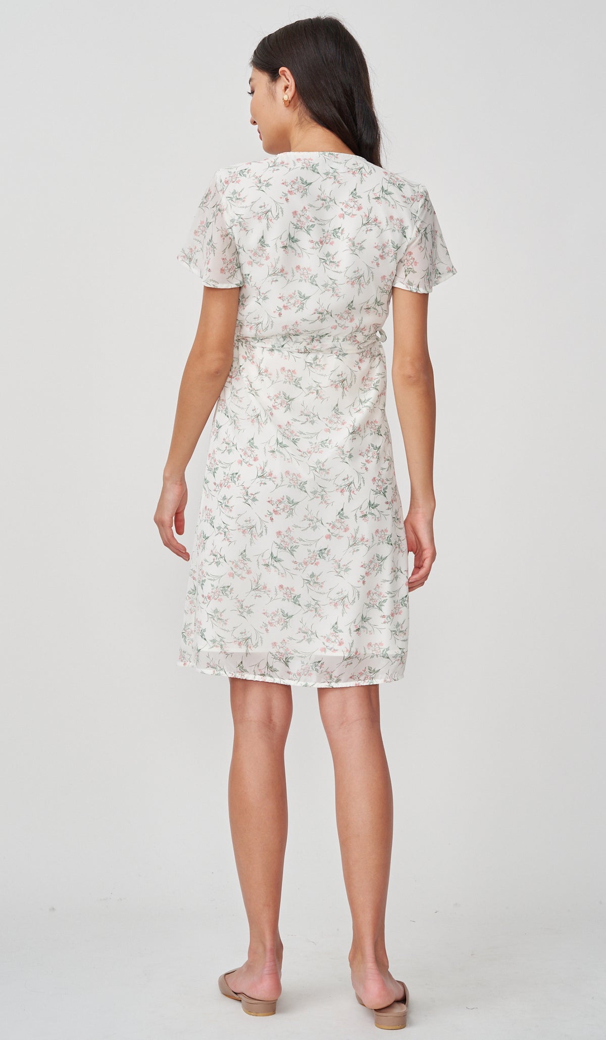 ERICA FLORAL WRAP DRESS WHITE