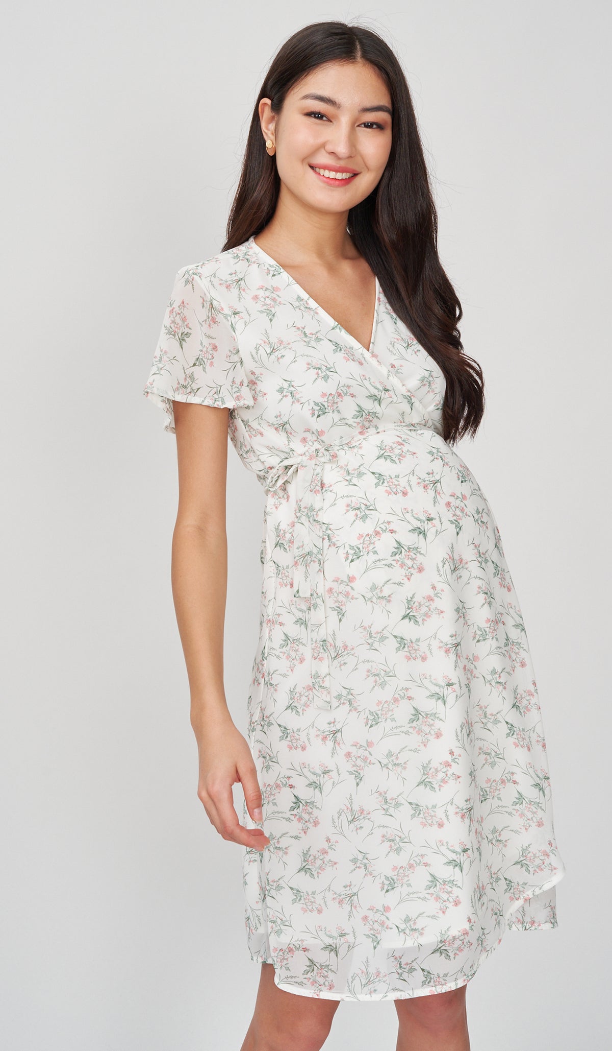 ERICA FLORAL WRAP DRESS WHITE
