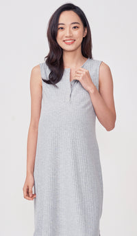 ERIN RIBBED MIDI DRESS GREY