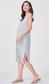 ERIN RIBBED MIDI DRESS GREY