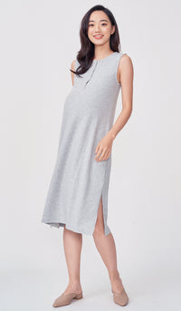 ERIN RIBBED MIDI DRESS GREY