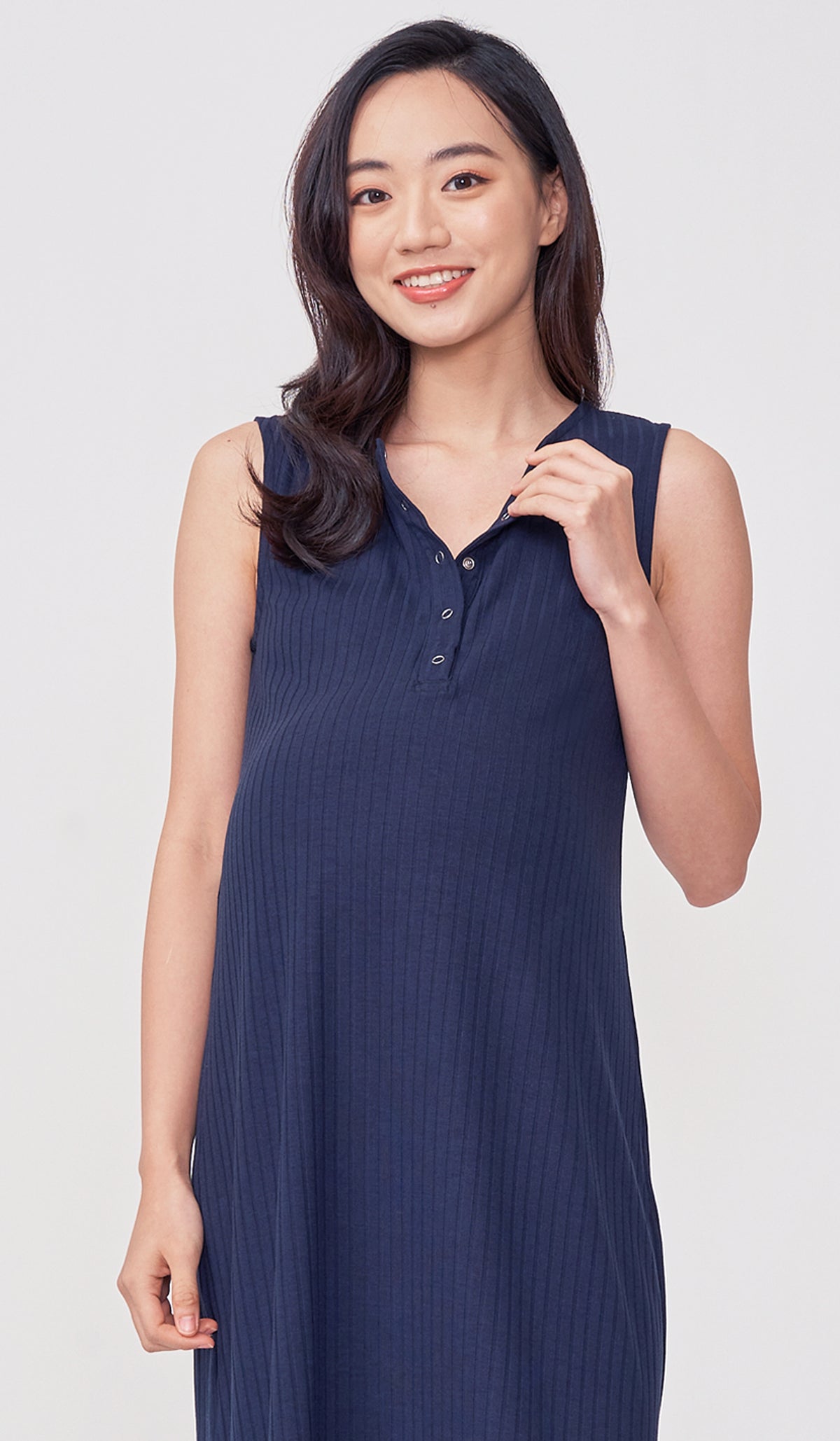 ERIN RIBBED MIDI DRESS NAVY