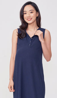 ERIN RIBBED MIDI DRESS NAVY
