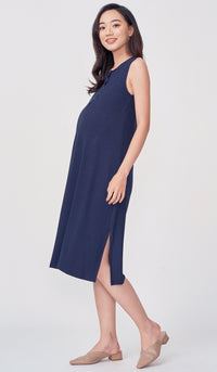 ERIN RIBBED MIDI DRESS NAVY