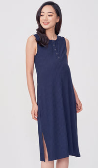 ERIN RIBBED MIDI DRESS NAVY