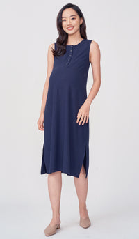 ERIN RIBBED MIDI DRESS NAVY