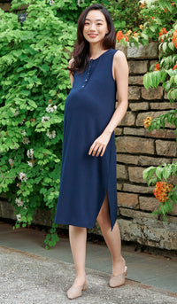 ERIN RIBBED MIDI DRESS NAVY