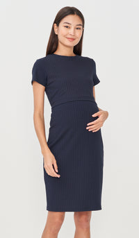 GWEN TIE-SASH NURSING DRESS NAVY
