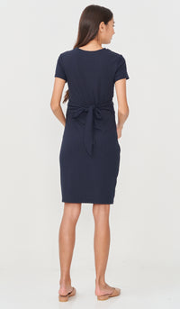 GWEN TIE-SASH NURSING DRESS NAVY