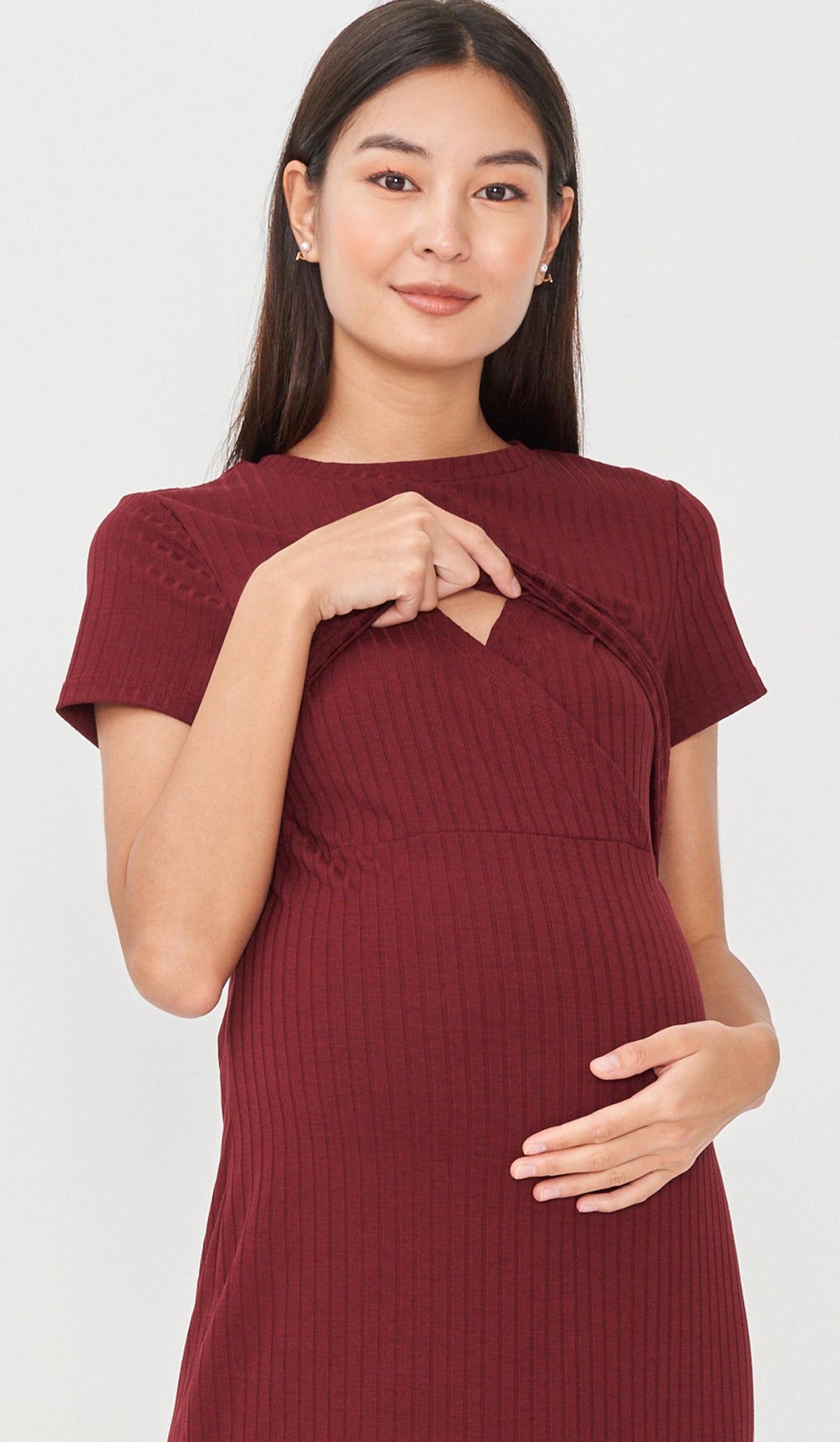 GWEN TIE-SASH NURSING DRESS RED
