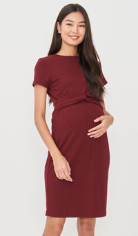 GWEN TIE-SASH NURSING DRESS RED