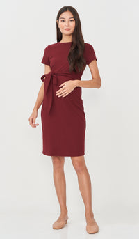 GWEN TIE-SASH NURSING DRESS RED