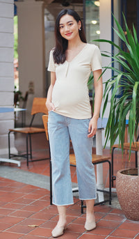 HALLIE BASIC BUTTONDOWN TOP CREAM