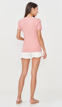 HALLIE BASIC BUTTONDOWN TOP PINK