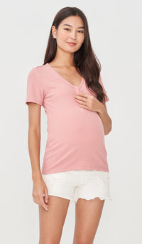 HALLIE BASIC BUTTONDOWN TOP PINK