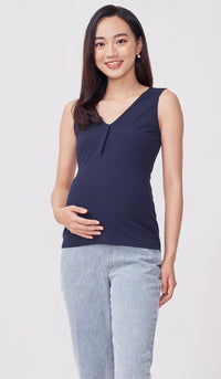 IVIE BASIC BUTTONDOWN TOP NAVY