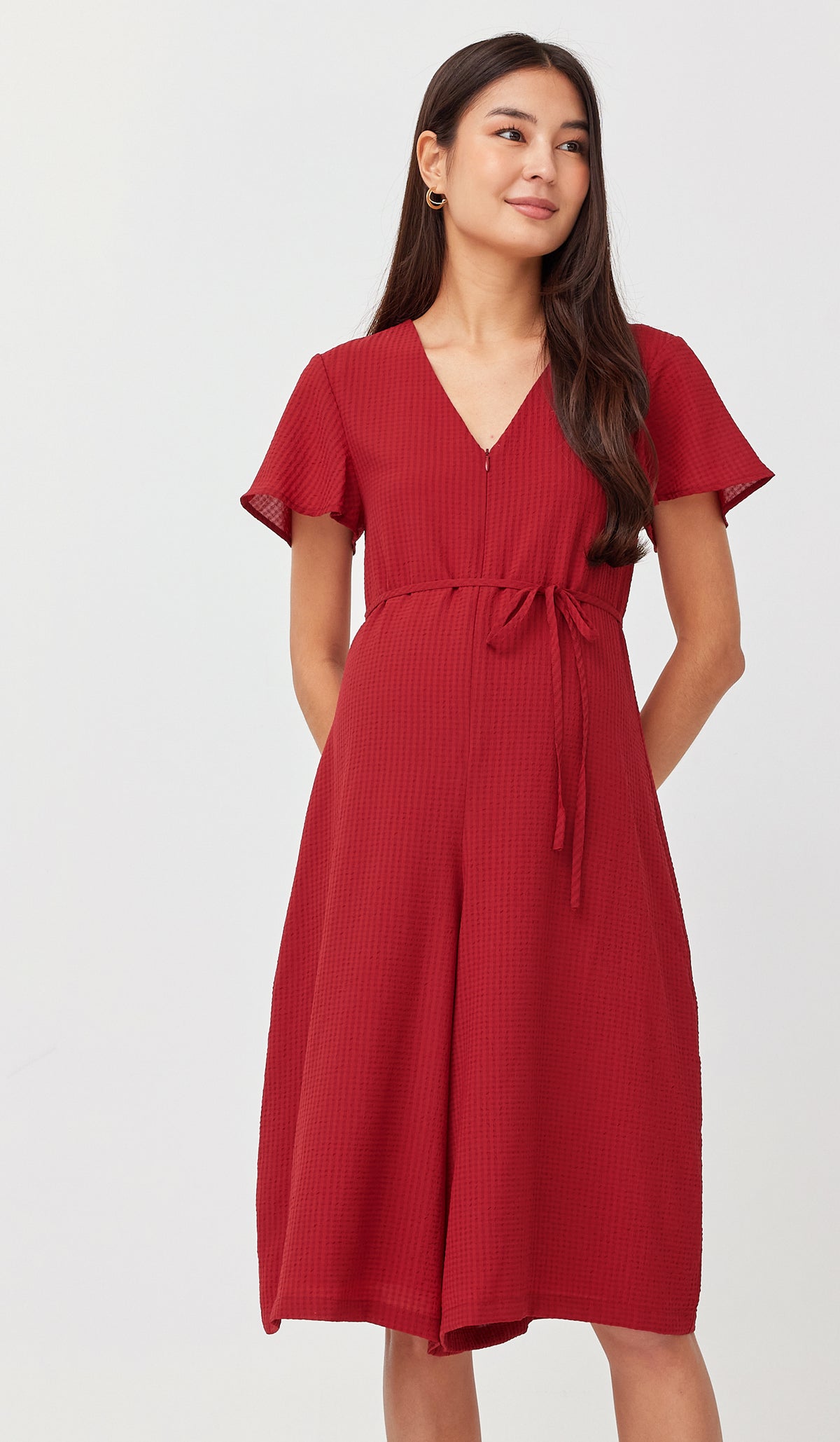 JEENA NURSING JUMPSUIT RED