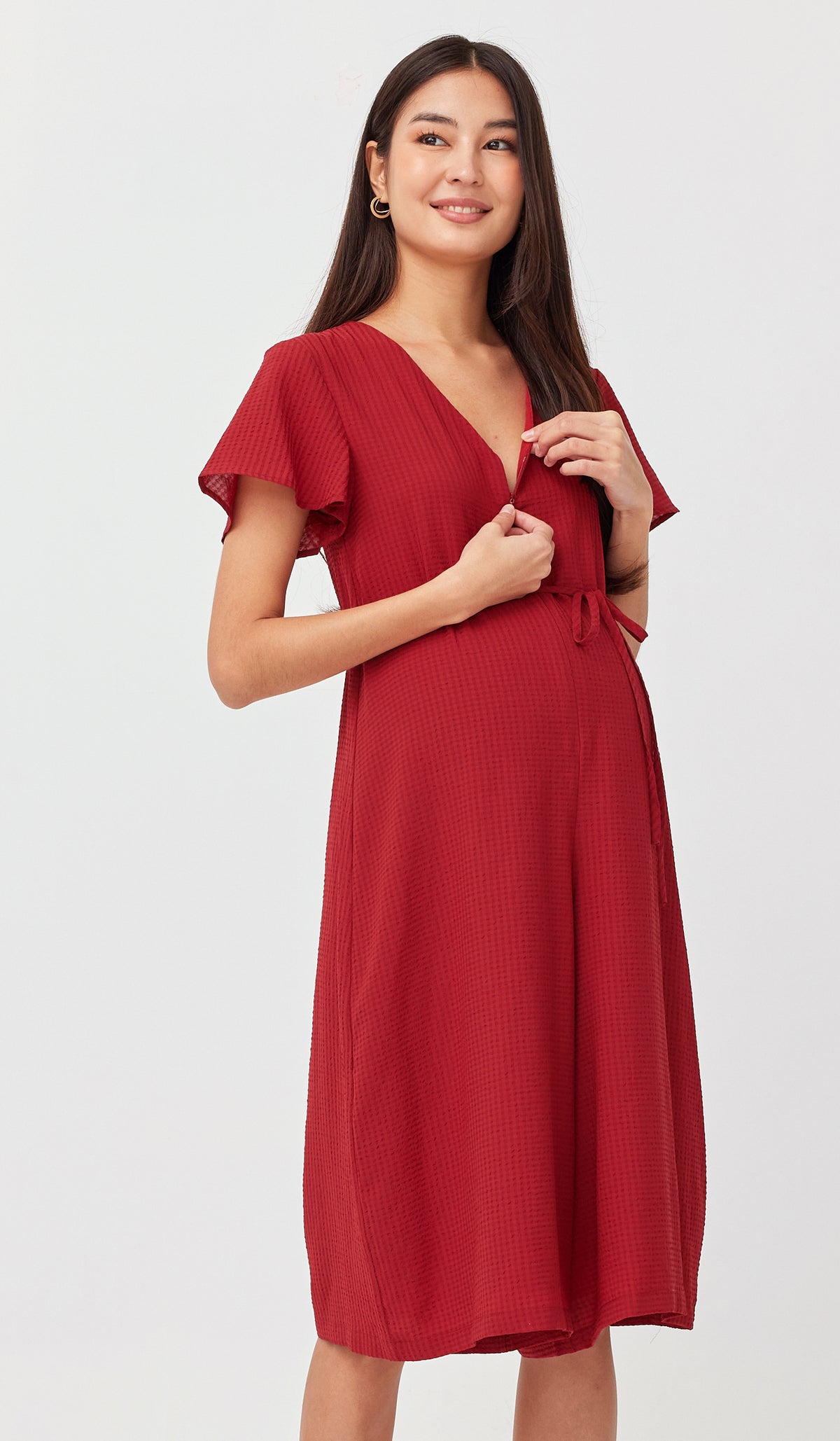 SALE - JEENA NURSING JUMPSUIT RED