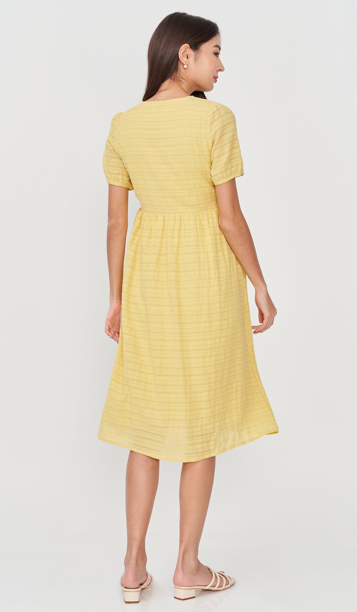 SALE - KANDI TEXTURED WRAP DRESS YELLOW