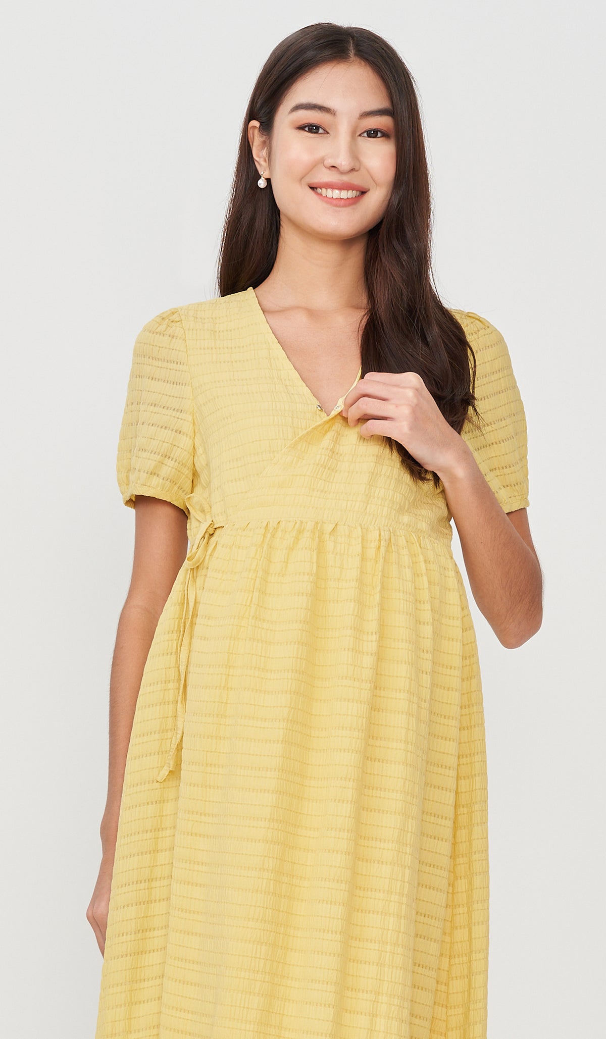 SALE - KANDI TEXTURED WRAP DRESS YELLOW