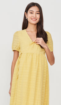 SALE - KANDI TEXTURED WRAP DRESS YELLOW
