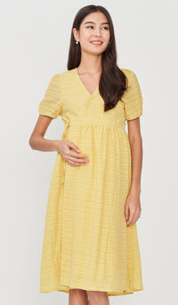 SALE - KANDI TEXTURED WRAP DRESS YELLOW