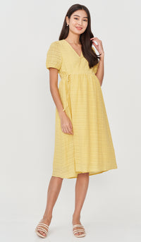 SALE - KANDI TEXTURED WRAP DRESS YELLOW