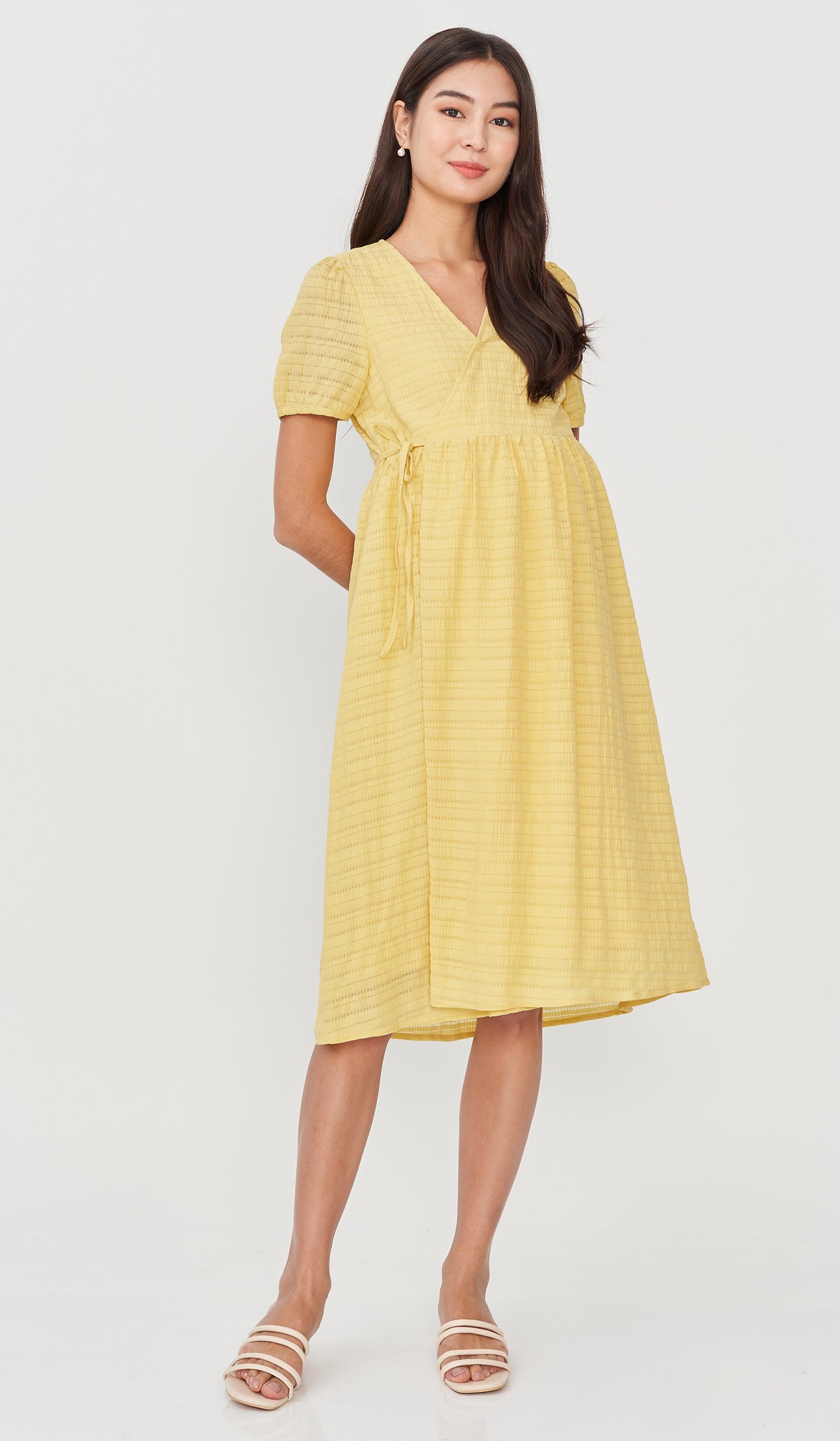 SALE - KANDI TEXTURED WRAP DRESS YELLOW