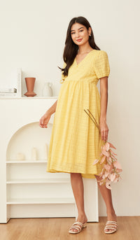 SALE - KANDI TEXTURED WRAP DRESS YELLOW