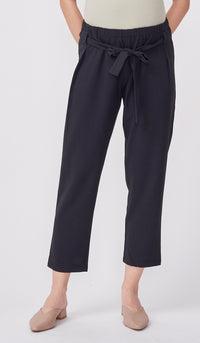 KENDALL ELASTIC TIE-WAIST PANTS BLACK