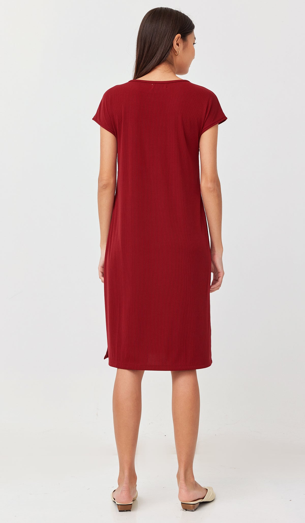 MAYA RIBBED NURSING DRESS RED