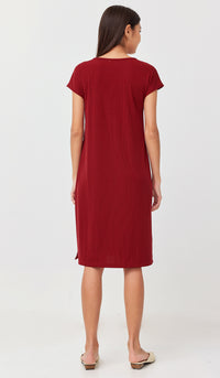 MAYA RIBBED NURSING DRESS RED