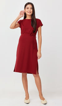 MAYA RIBBED NURSING DRESS RED