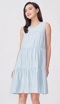 SALE - MERI TIERED DRESS BLUE