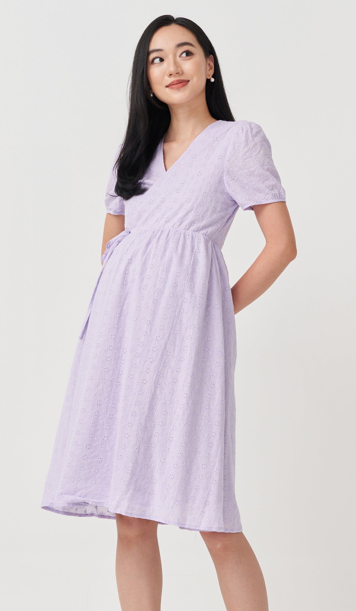 MEREDITH EYELET WRAP DRESS LILAC