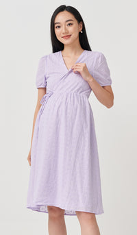 MEREDITH EYELET WRAP DRESS LILAC