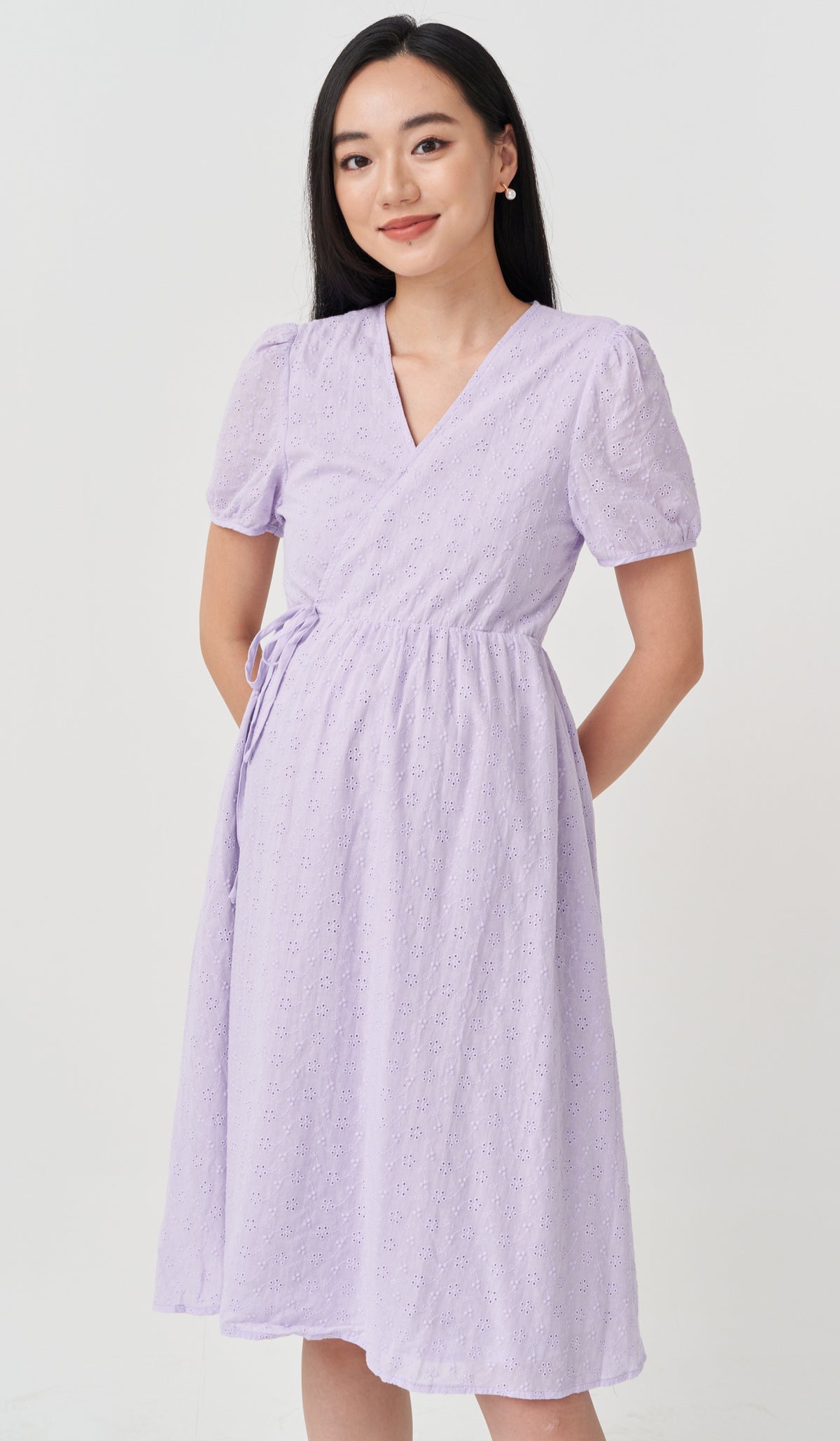 MEREDITH EYELET WRAP DRESS LILAC