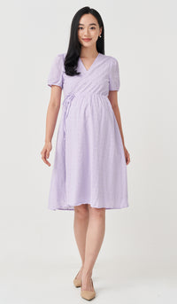 MEREDITH EYELET WRAP DRESS LILAC