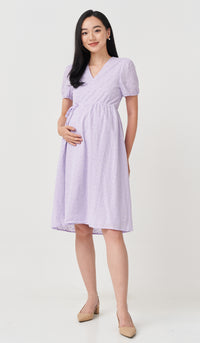 MEREDITH EYELET WRAP DRESS LILAC